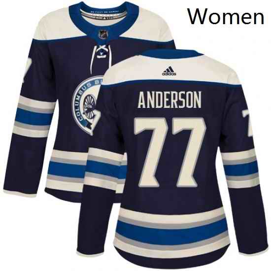 Womens Adidas Columbus Blue Jackets 77 Josh Anderson Authentic Navy Blue Alternate NHL Jersey